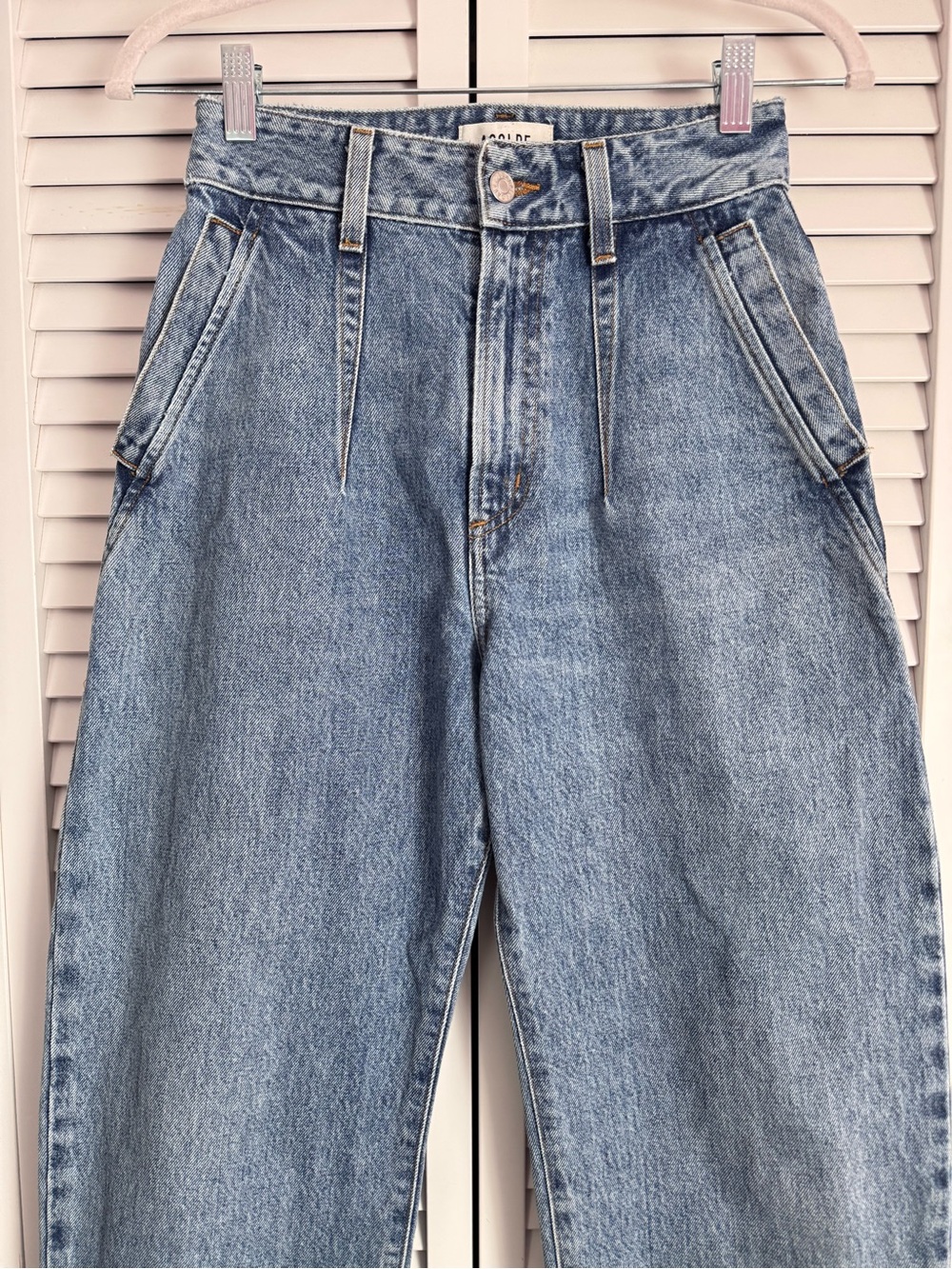 AGOLDE Balloon Baggy Darted Curved Taper Jeans Ankle High Rise Blue Size 23 - Picture 4 of 10
